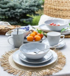 LUBIANA BOSS 6630Z Serwis obiadowo - kawowy 76 el / 12 osób / szary / porcelana ręcznie malowana