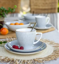LUBIANA BOSS 6630Z Serwis obiadowo - kawowy 76 el / 12 osób / szary / porcelana ręcznie malowana