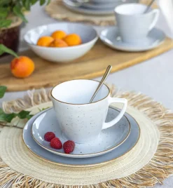 LUBIANA BOSS 6630Z Serwis obiadowo - kawowy 30 el / 6 osób / szary / porcelana ręcznie malowana