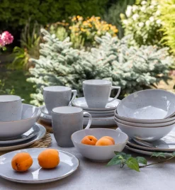 LUBIANA BOSS 6630Z Serwis obiadowo - kawowy 30 el / 6 osób / szary / porcelana ręcznie malowana