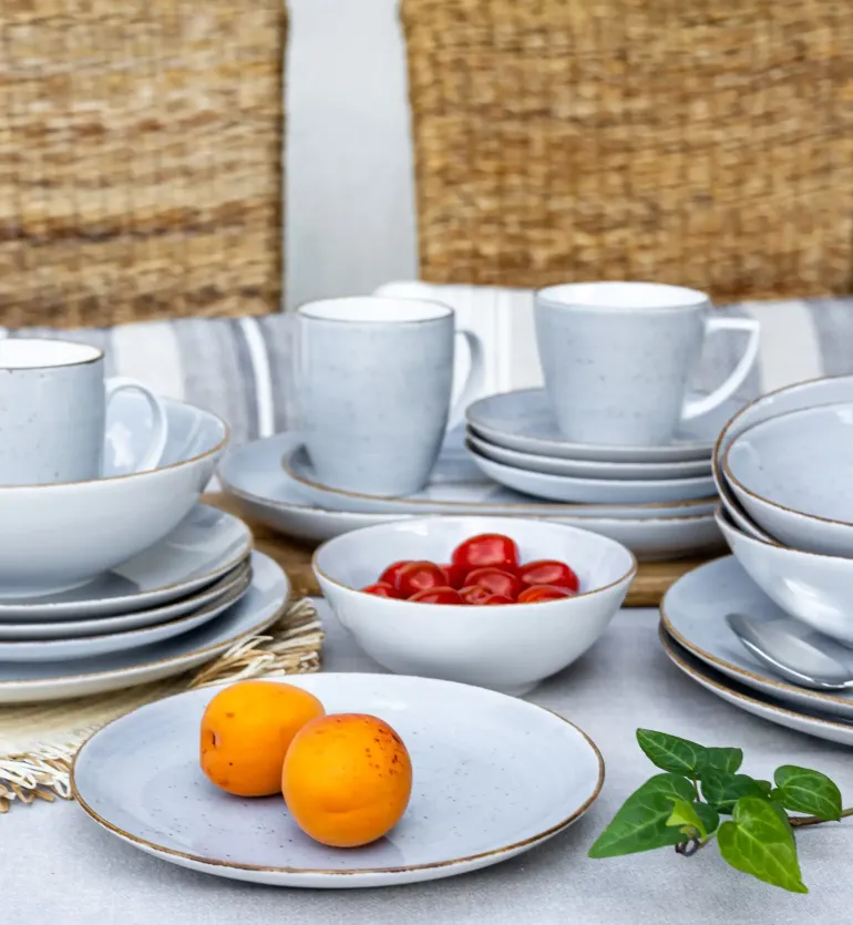 LUBIANA BOSS 6630Z Serwis obiadowo - kawowy 36 el / 6 osób / szary / porcelana ręcznie malowana