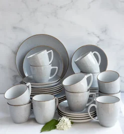LUBIANA BOSS 6630Z Serwis obiadowo - kawowy 36 el / 6 osób / szary / porcelana ręcznie malowana