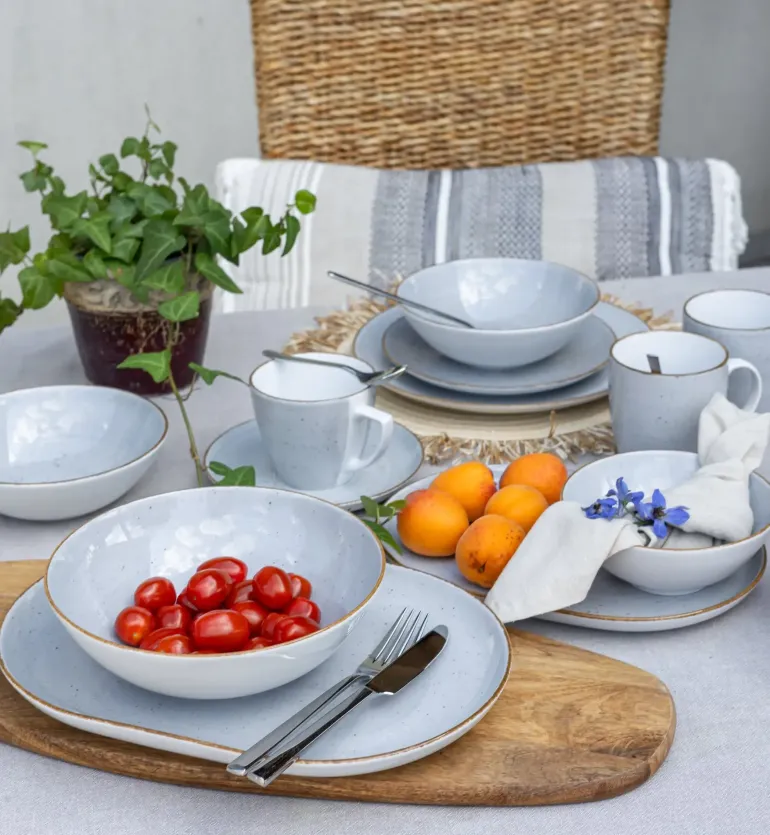 LUBIANA BOSS 6630Z Serwis obiadowo - kawowy 40 el / 6 osób / szary / porcelana ręcznie malowana