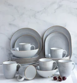 LUBIANA BOSS 6630Z Serwis obiadowo - kawowy 40 el / 6 osób / szary / porcelana ręcznie malowana