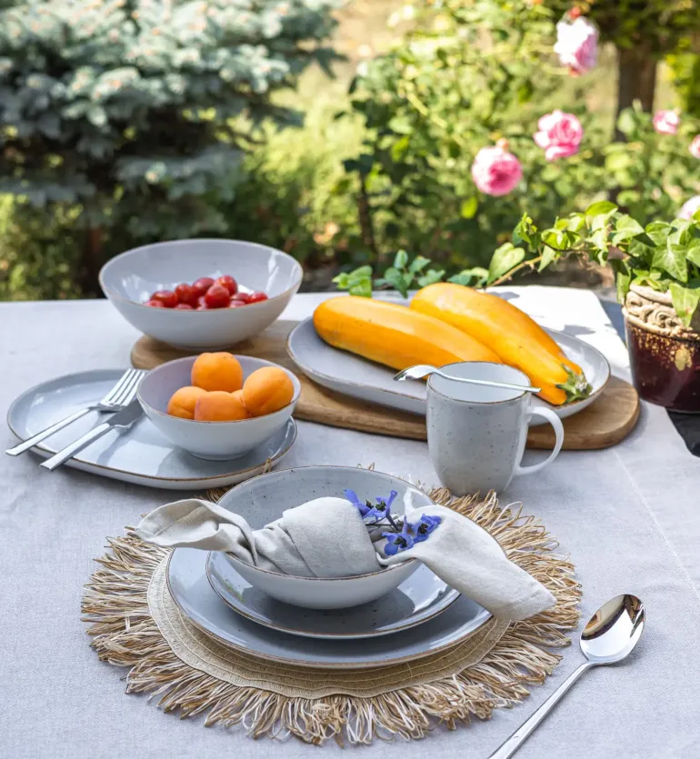 LUBIANA BOSS 6630Z Serwis obiadowo - kawowy 40 el / 6 osób / szary / porcelana ręcznie malowana