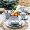 LUBIANA BOSS 6630Z Serwis obiadowo - kawowy 72 el / 12 osób / szary / porcelana ręcznie malowana