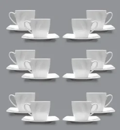 LUBIANA CELEBRATION Komplet 12 Filiżanek 200 ml + spodki / 24 el / 12 os / porcelana