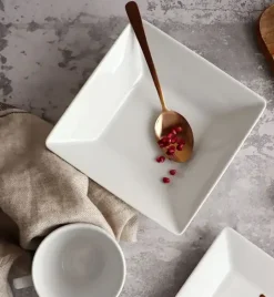 LUBIANA CLASSIC Serwis obiadowy 12 osób / 72 elementy | porcelana biała kwadrat