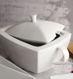 LUBIANA CLASSIC Serwis obiadowy 12 osób / 72 elementy | porcelana biała kwadrat