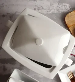 LUBIANA CLASSIC Serwis obiadowy 12 osób / 72 elementy | porcelana biała kwadrat