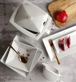 LUBIANA CLASSIC Serwis obiadowy 12 osób / 72 elementy | porcelana biała kwadrat