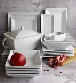 LUBIANA CLASSIC Serwis obiadowy 18 osób / 60 elementów | porcelana biała kwadrat