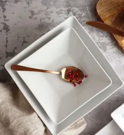 LUBIANA CLASSIC Serwis obiadowy 12 osób / 40 elementów | biała porcelana kwadrat
