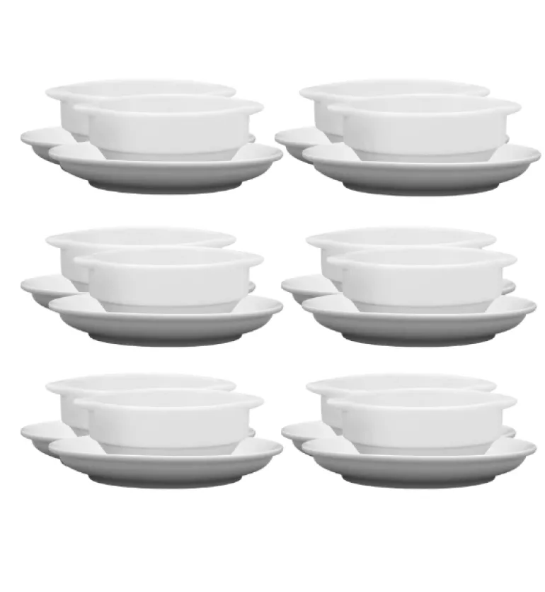 LUBIANA CORONA 0612 Bulionówka 300 ml + spodek 14,5 cm x 12 sztuk | biała porcelana