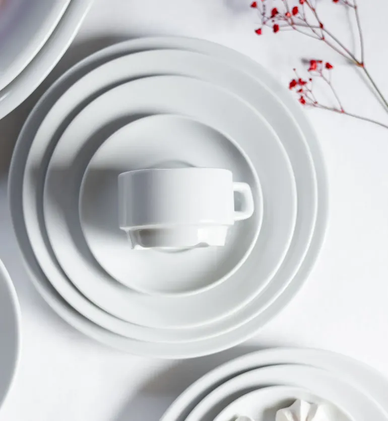 LUBIANA CORONA 0601 Filiżanka niska 200 ml ze spodkiem 14,5 cm x 60 sztuk | biała porcelana