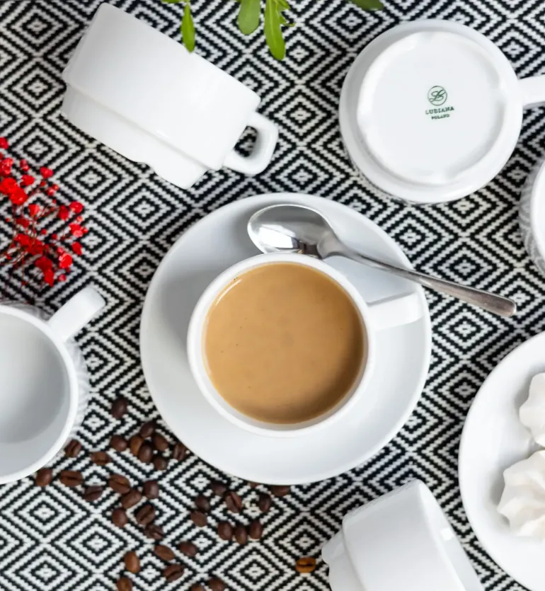 LUBIANA CORONA 0601 Filiżanka niska 200 ml ze spodkiem 14,5 cm x 60 sztuk | biała porcelana