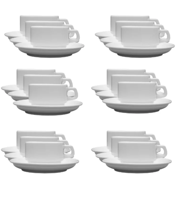LUBIANA CORONA 0601 Filiżanka niska 200 ml ze spodkiem 14,5 cm x 60 sztuk | biała porcelana