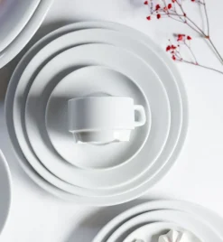 LUBIANA CORONA 0601 Filiżanka niska 200 ml ze spodkiem 14,5 cm x 18 sztuk | biała porcelana