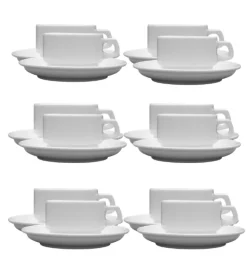 LUBIANA CORONA 0601 Filiżanka niska 200 ml ze spodkiem 14,5 cm x 12 sztuk | biała porcelana