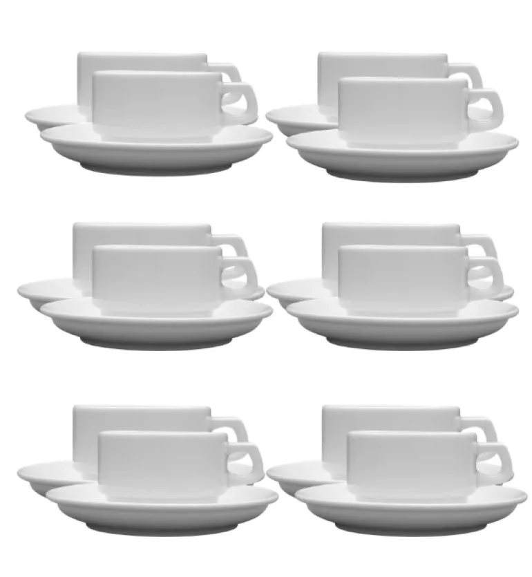 LUBIANA CORONA 0601 Filiżanka niska 200 ml ze spodkiem 14,5 cm x 12 sztuk | biała porcelana