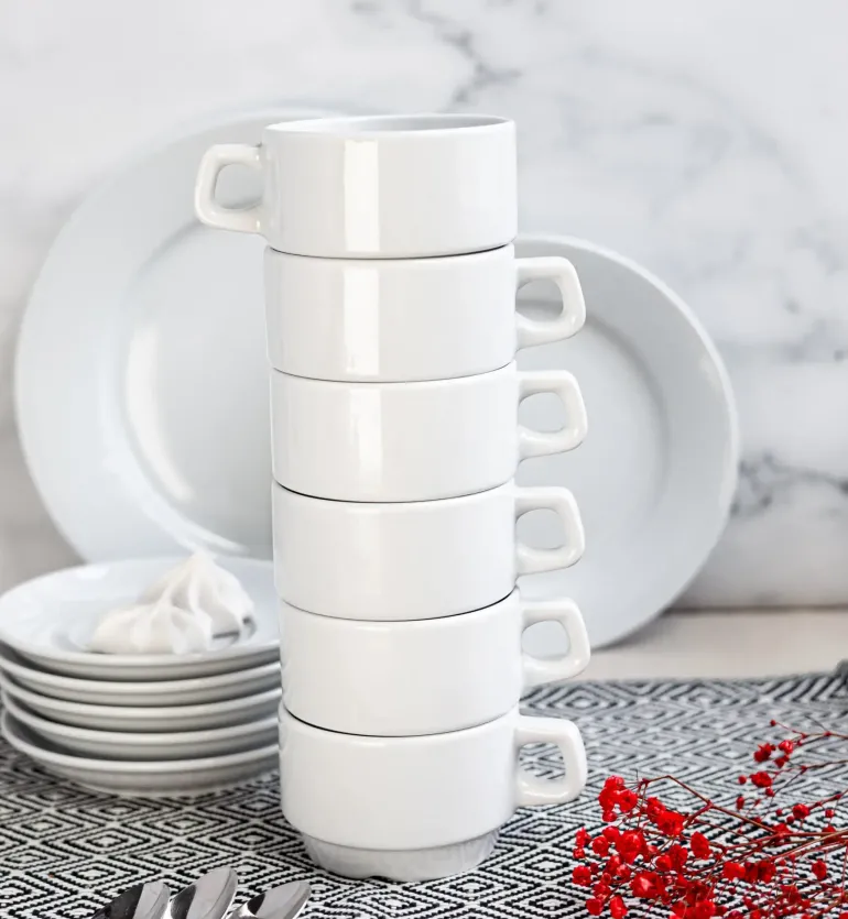 LUBIANA CORONA 0601 Filiżanka niska 200 ml ze spodkiem 14,5 cm | biała porcelana