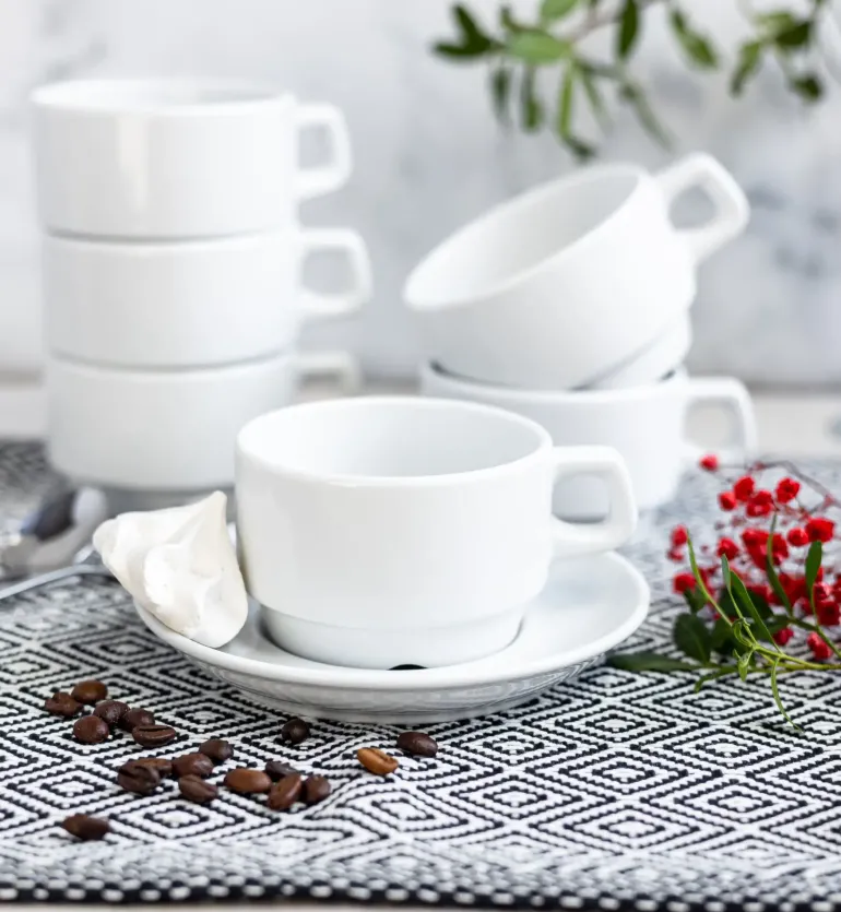 LUBIANA CORONA Serwis obiadowo - kawowy 90 el dla 18 osób | biała porcelana