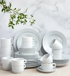 LUBIANA CORONA Serwis obiadowo - kawowy 36 el dla 6 osób | biała porcelana