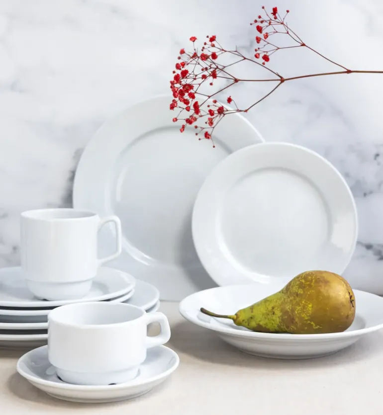LUBIANA CORONA Serwis obiadowo - kawowy 168 el dla 24 osób | biała porcelana