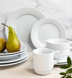 LUBIANA CORONA Serwis obiadowo - kawowy 168 el dla 24 osób | biała porcelana