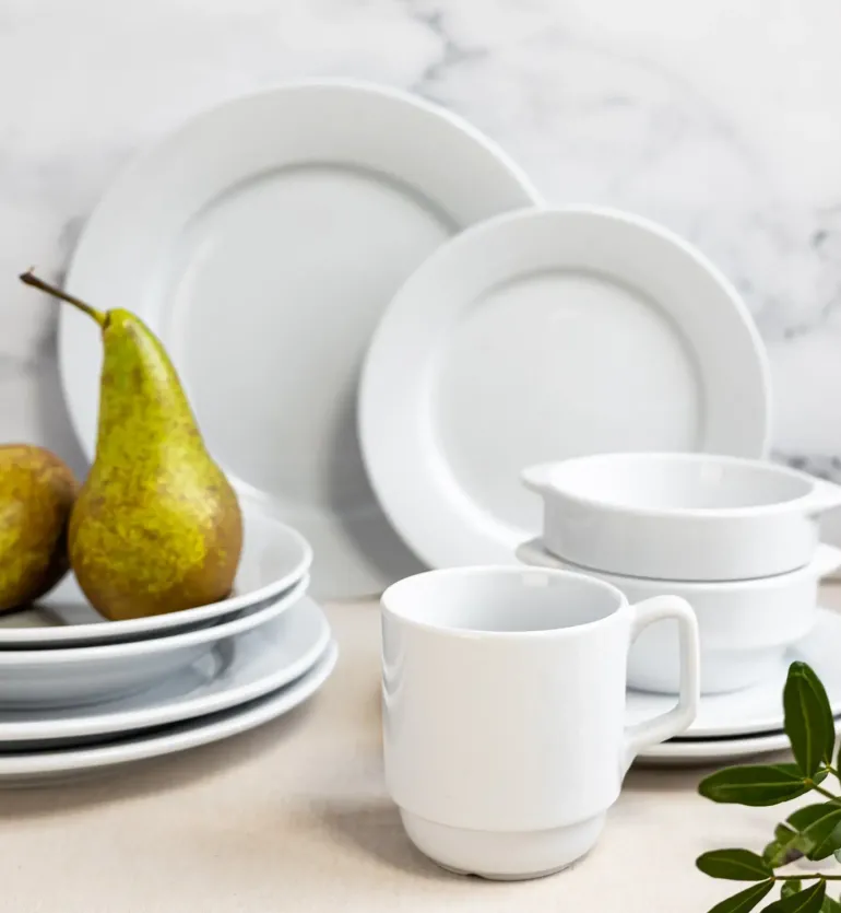 LUBIANA CORONA Serwis obiadowo - kawowy 168 el dla 24 osób | biała porcelana