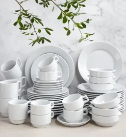 LUBIANA CORONA Serwis obiadowo - kawowy 192 el dla 24 osób | biała porcelana