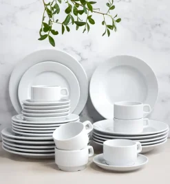 LUBIANA CORONA Serwis obiadowo - kawowy 30 el dla 6 osób | biała porcelana