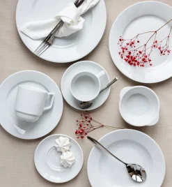 LUBIANA CORONA Serwis obiadowo - kawowy 42 el dla 6 osób | biała porcelana