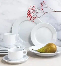 LUBIANA CORONA Serwis obiadowo - kawowy 72 el dla 12 osób | biała porcelana