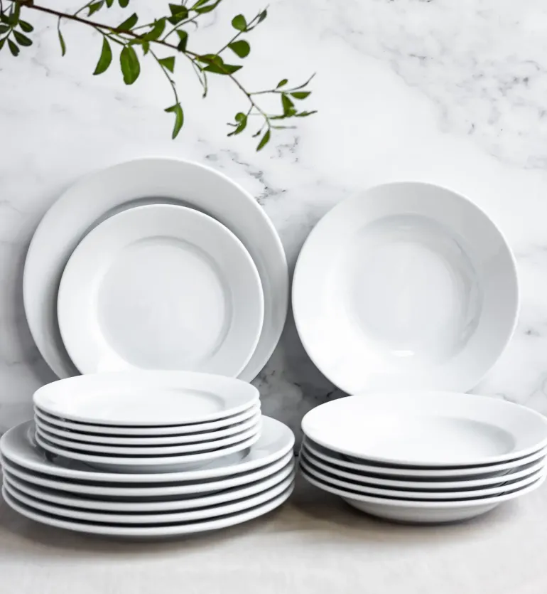 LUBIANA CORONA Serwis obiadowy 36 el dla 12 osób | biała porcelana