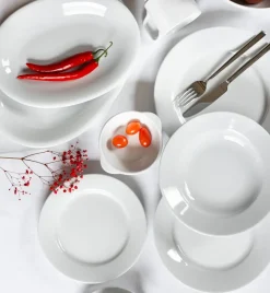 LUBIANA CORONA Serwis obiadowo - kawowy 51 el dla 6 osób | biała porcelana