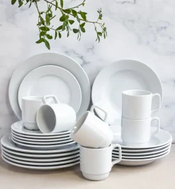 LUBIANA CORONA Serwis obiadowy 48 el dla 12 osób | biała porcelana
