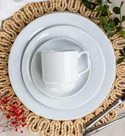 LUBIANA CORONA Serwis obiadowy 48 el dla 12 osób | biała porcelana