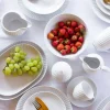 LUBIANA DAISY Komplet cukiernica 250 ml z pokrywką + mlecznik 300 ml | biała porcelana