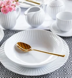 LUBIANA DAISY Komplet cukiernica 250 ml z pokrywką + mlecznik 300 ml | biała porcelana