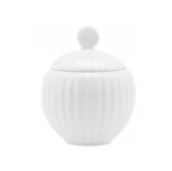 LUBIANA DAISY Komplet cukiernica 250 ml z pokrywką + mlecznik 300 ml | biała porcelana