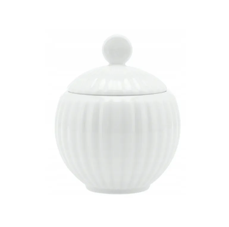 LUBIANA DAISY Komplet cukiernica 250 ml z pokrywką + mlecznik 300 ml | biała porcelana