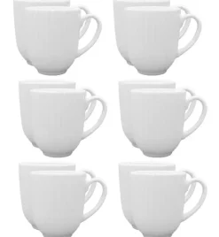 LUBIANA DAISY Komplet 12 kubków 350 ml | biała porcelana