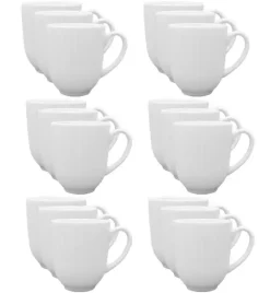 LUBIANA DAISY Komplet 18 kubków 350 ml | biała porcelana