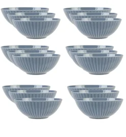 LUBIANA DAISY SEASIDE K9 Komplet 18 x salaterka 17 cm / szaro - niebieski