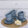 LUBIANA DAISY SEASIDE K9 Komplet 6x filiżanka 200 ml + spodek 14,5 cm / szaro - niebieski