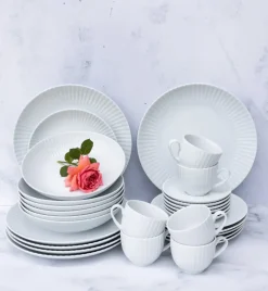 LUBIANA DAISY Serwis obiadowo - kawowy 6 osób / 30 elementów | biała porcelana