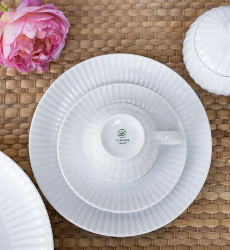 LUBIANA DAISY Serwis obiadowo - kawowy 6 osób / 30 elementów | biała porcelana