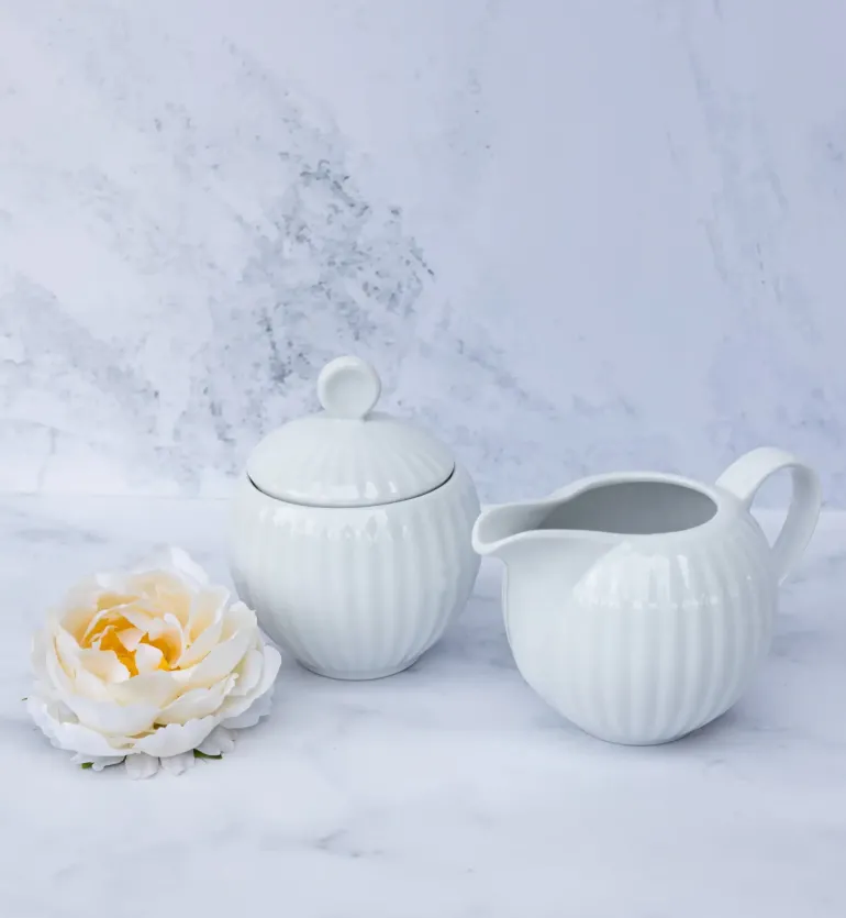 LUBIANA DAISY Serwis obiadowo - kawowy 6 osób / 34 elementy | biała porcelana