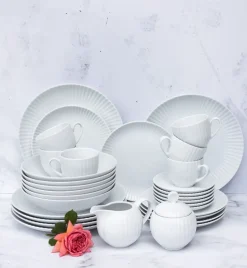 LUBIANA DAISY Serwis obiadowo - kawowy 6 osób / 34 elementy | biała porcelana